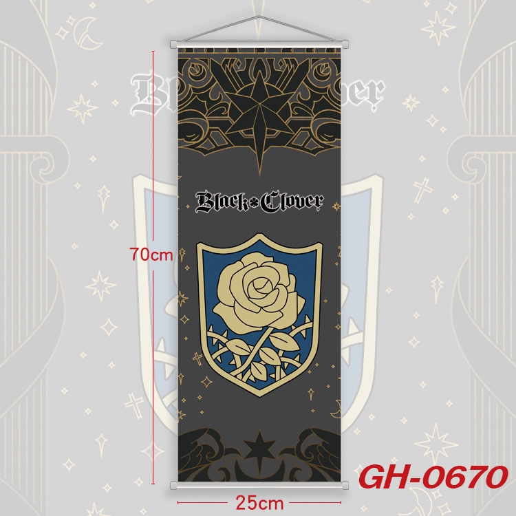 Black Clover Plastic Rod Cloth Small Hanging Canvas Painting 25x70cm price for 5 pcs  GH-0670