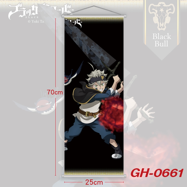 Black Clover Plastic Rod Cloth Small Hanging Canvas Painting 25x70cm price for 5 pcs GH-0661