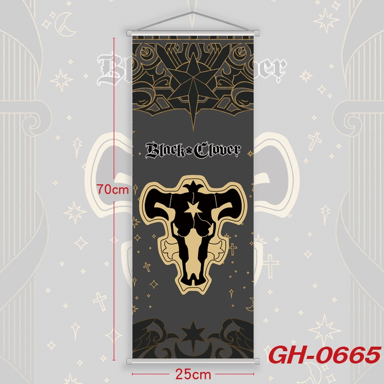 Black Clover Plastic Rod Cloth Small Hanging Canvas Painting 25x70cm price for 5 pcs GH-0665