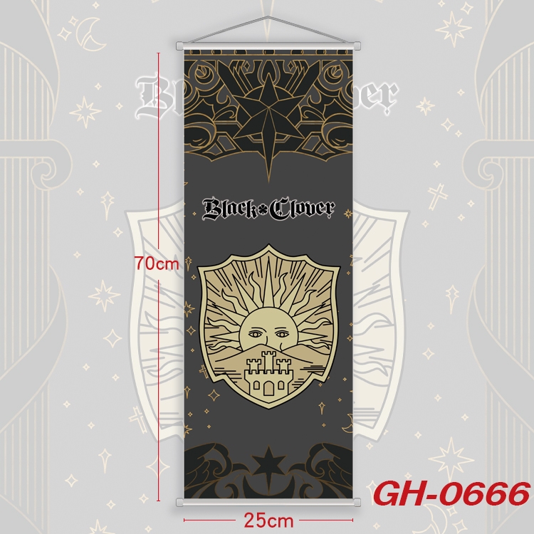 Black Clover Plastic Rod Cloth Small Hanging Canvas Painting 25x70cm price for 5 pcs GH-0666