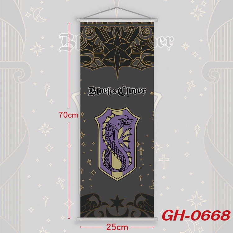 Black Clover Plastic Rod Cloth Small Hanging Canvas Painting 25x70cm price for 5 pcs GH-0668