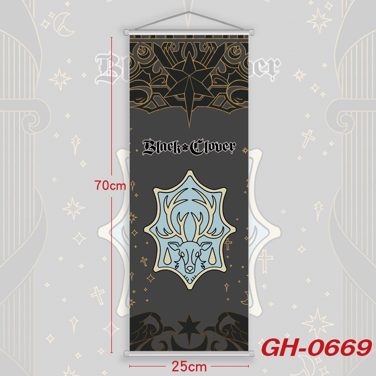 Black Clover Plastic Rod Cloth Small Hanging Canvas Painting 25x70cm price for 5 pcs GH-0669