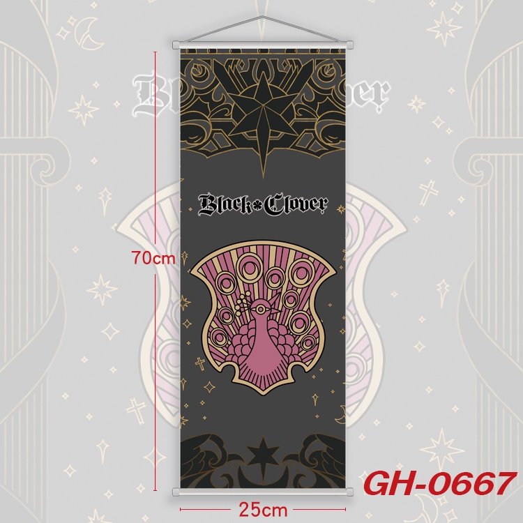 Black Clover Plastic Rod Cloth Small Hanging Canvas Painting 25x70cm price for 5 pcs  GH-0667