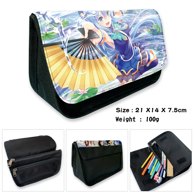 Blessings for a better world Velcro canvas zipper pencil case Pencil Bag 21×14×7.5cm