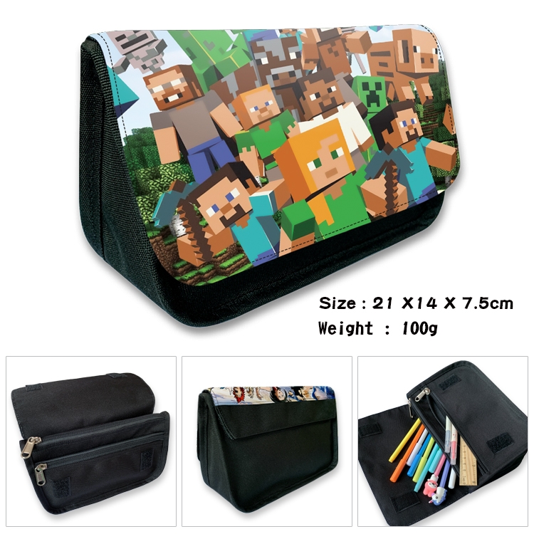 Minecraft  Velcro canvas zipper pencil case Pencil Bag 21×14×7.5cm