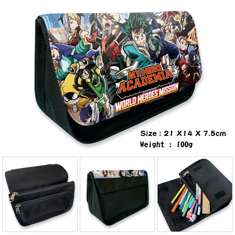 My Hero Academia Velcro canvas zipper pencil case Pencil Bag 21×14×7.5cm