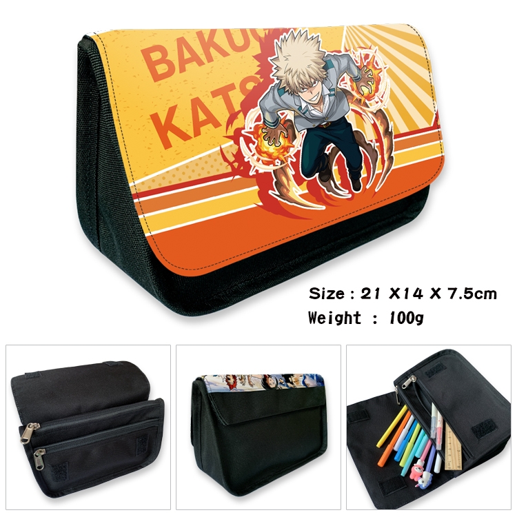 My Hero Academia Velcro canvas zipper pencil case Pencil Bag 21×14×7.5cm