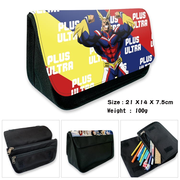 My Hero Academia Velcro canvas zipper pencil case Pencil Bag 21×14×7.5cm