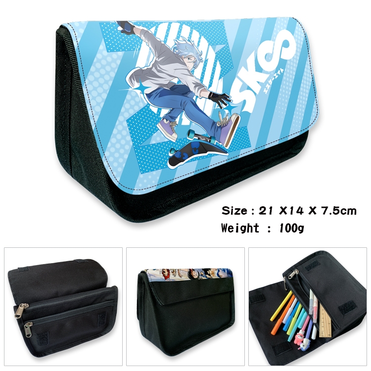 SK∞ Velcro canvas zipper pencil case Pencil Bag 21×14×7.5cm