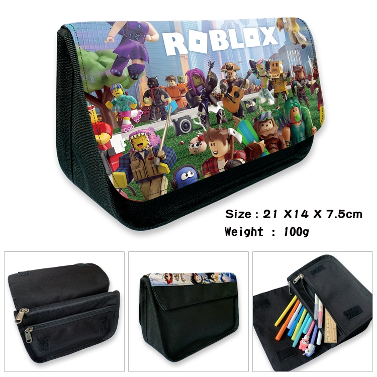 Robllox Velcro canvas zipper pencil case Pencil Bag 21×14×7.5cm