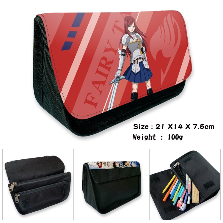 Fairy tail Velcro canvas zipper pencil case Pencil Bag 21×14×7.5cm