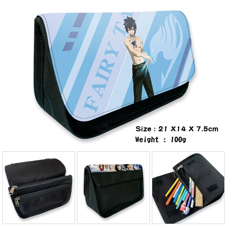 Fairy tail Velcro canvas zipper pencil case Pencil Bag 21×14×7.5cm