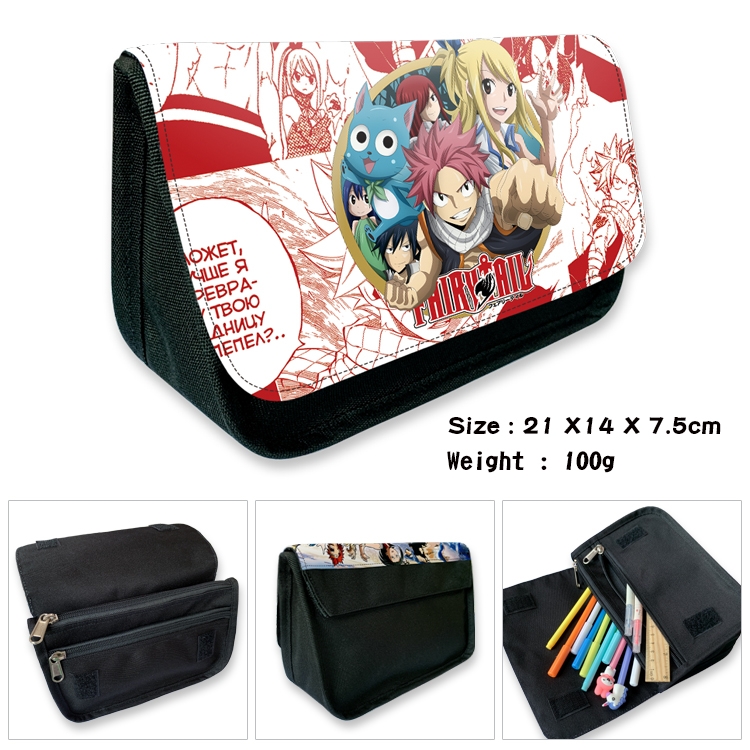 Fairy tail Velcro canvas zipper pencil case Pencil Bag 21×14×7.5cm