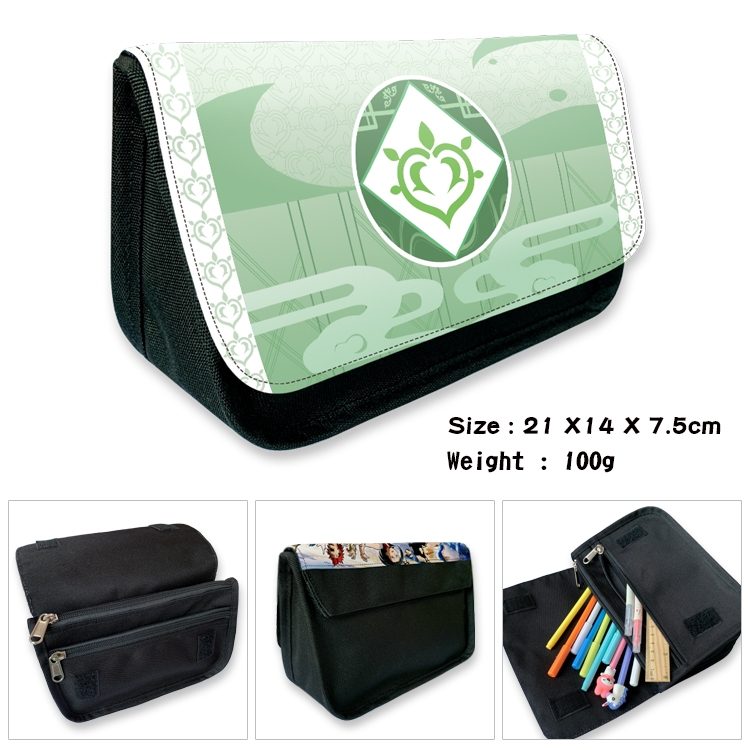 Genshin Impact Velcro canvas zipper pencil case Pencil Bag 21×14×7.5cm