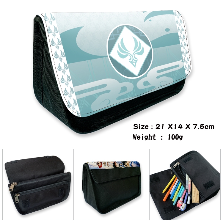 Genshin Impact Velcro canvas zipper pencil case Pencil Bag 21×14×7.5cm