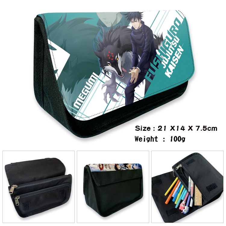 Jujutsu Kaisen  Velcro canvas zipper pencil case Pencil Bag 21×14×7.5cm