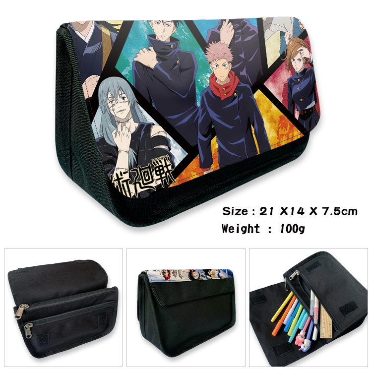 Jujutsu Kaisen  Velcro canvas zipper pencil case Pencil Bag 21×14×7.5cm