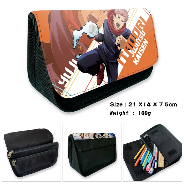 Jujutsu Kaisen  Velcro canvas zipper pencil case Pencil Bag 21×14×7.5cm