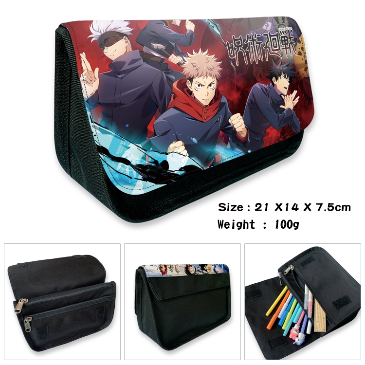 Jujutsu Kaisen  Velcro canvas zipper pencil case Pencil Bag 21×14×7.5cm