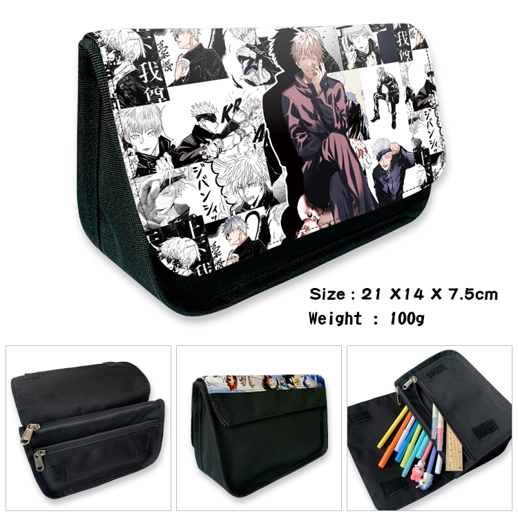 Jujutsu Kaisen  Velcro canvas zipper pencil case Pencil Bag 21×14×7.5cm