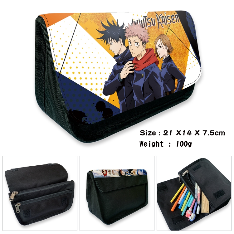 Jujutsu Kaisen  Velcro canvas zipper pencil case Pencil Bag 21×14×7.5cm