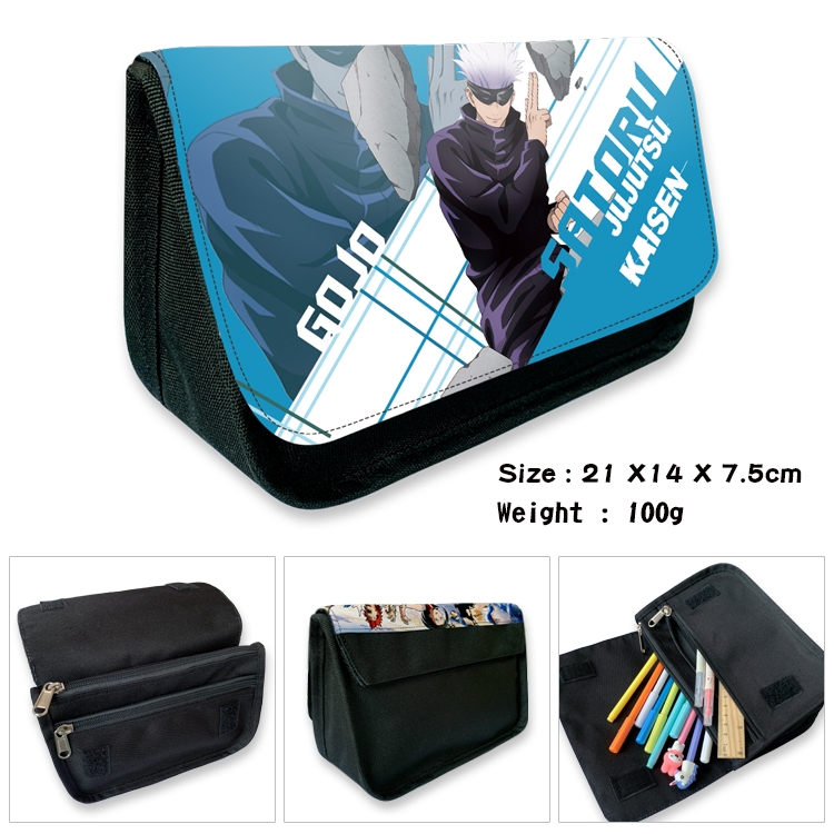 Jujutsu Kaisen  Velcro canvas zipper pencil case Pencil Bag 21×14×7.5cm