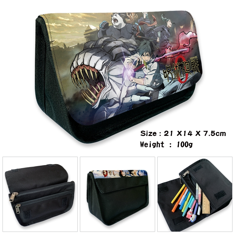 Jujutsu Kaisen  Velcro canvas zipper pencil case Pencil Bag 21×14×7.5cm