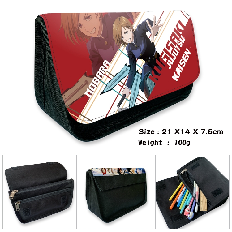 Jujutsu Kaisen  Velcro canvas zipper pencil case Pencil Bag 21×14×7.5cm