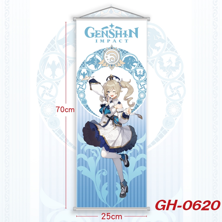 Genshin Impact Plastic Rod Cloth Small Hanging Canvas Painting 25x70cm price for 5 pcs GH-0620