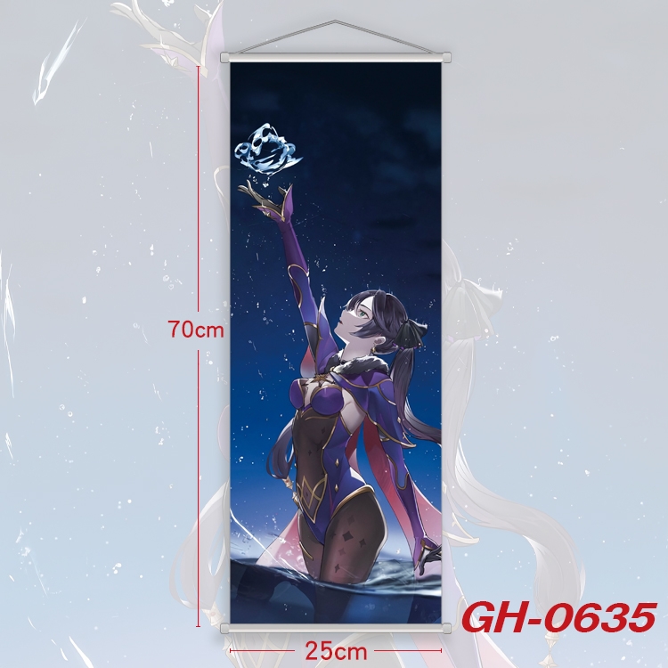 Genshin Impact Plastic Rod Cloth Small Hanging Canvas Painting 25x70cm price for 5 pcs GH-0635