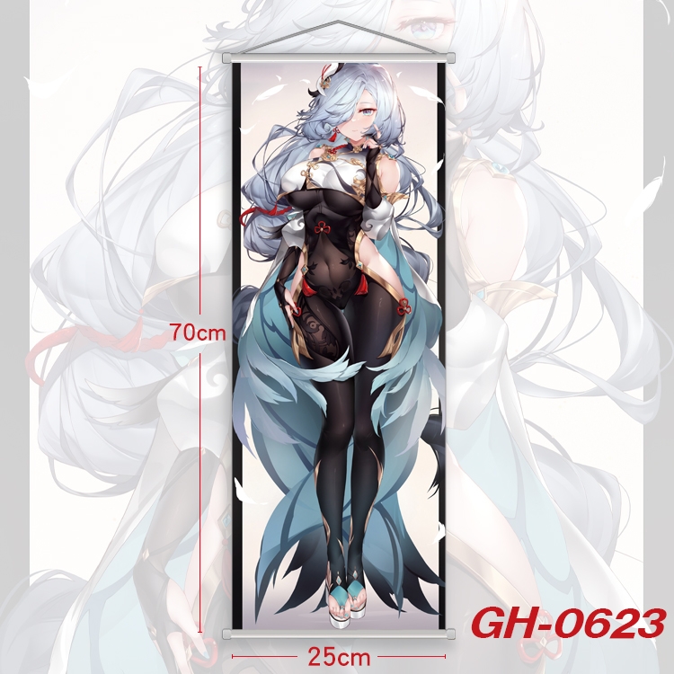 Genshin Impact Plastic Rod Cloth Small Hanging Canvas Painting 25x70cm price for 5 pcs GH-0623