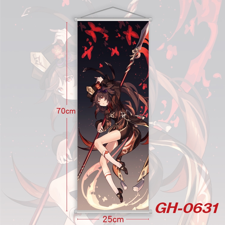 Genshin Impact Plastic Rod Cloth Small Hanging Canvas Painting 25x70cm price for 5 pcs GH-0631