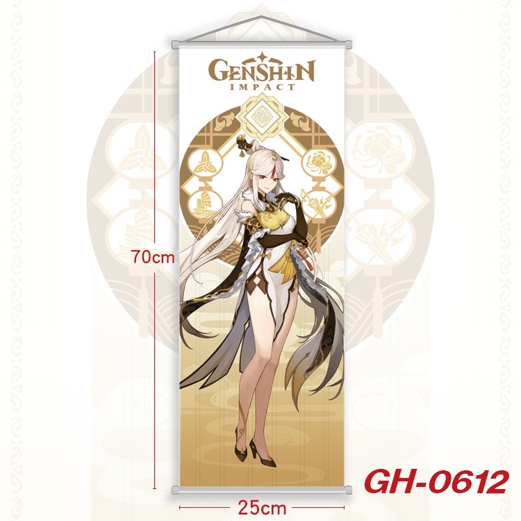 Genshin Impact Plastic Rod Cloth Small Hanging Canvas Painting 25x70cm price for 5 pcs GH-0612