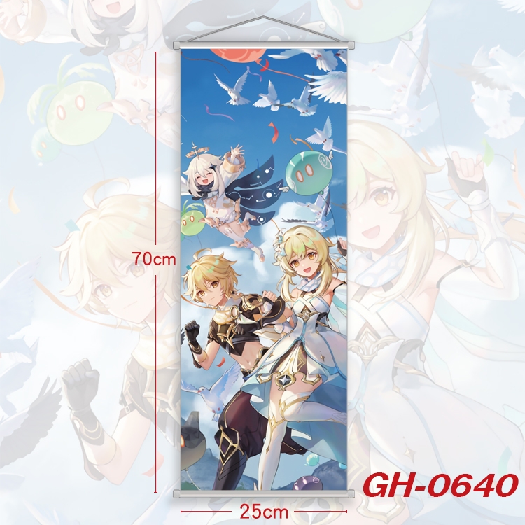 Genshin Impact Plastic Rod Cloth Small Hanging Canvas Painting 25x70cm price for 5 pcs GH-0640