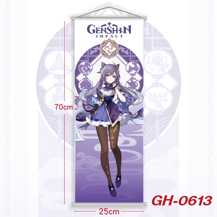 Genshin Impact Plastic Rod Cloth Small Hanging Canvas Painting 25x70cm price for 5 pcs GH-0613