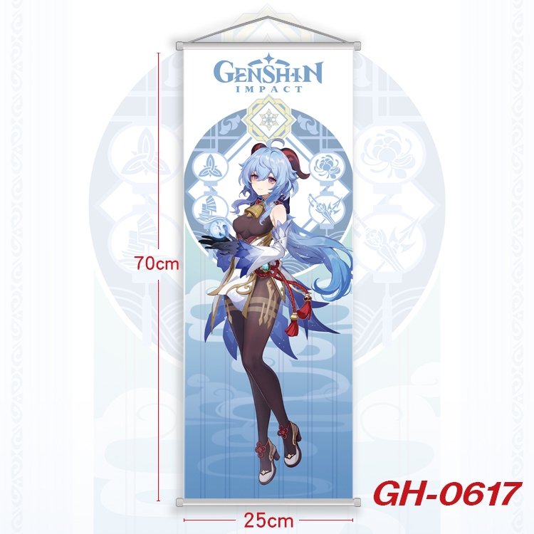 Genshin Impact Plastic Rod Cloth Small Hanging Canvas Painting 25x70cm price for 5 pcs GH-0617