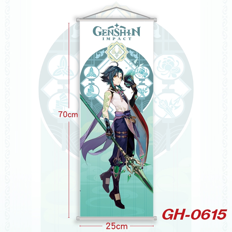 Genshin Impact Plastic Rod Cloth Small Hanging Canvas Painting 25x70cm price for 5 pcs GH-0615