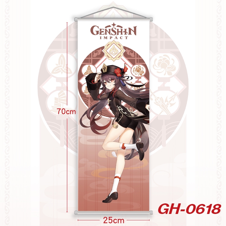 Genshin Impact Plastic Rod Cloth Small Hanging Canvas Painting 25x70cm price for 5 pcs GH-0618