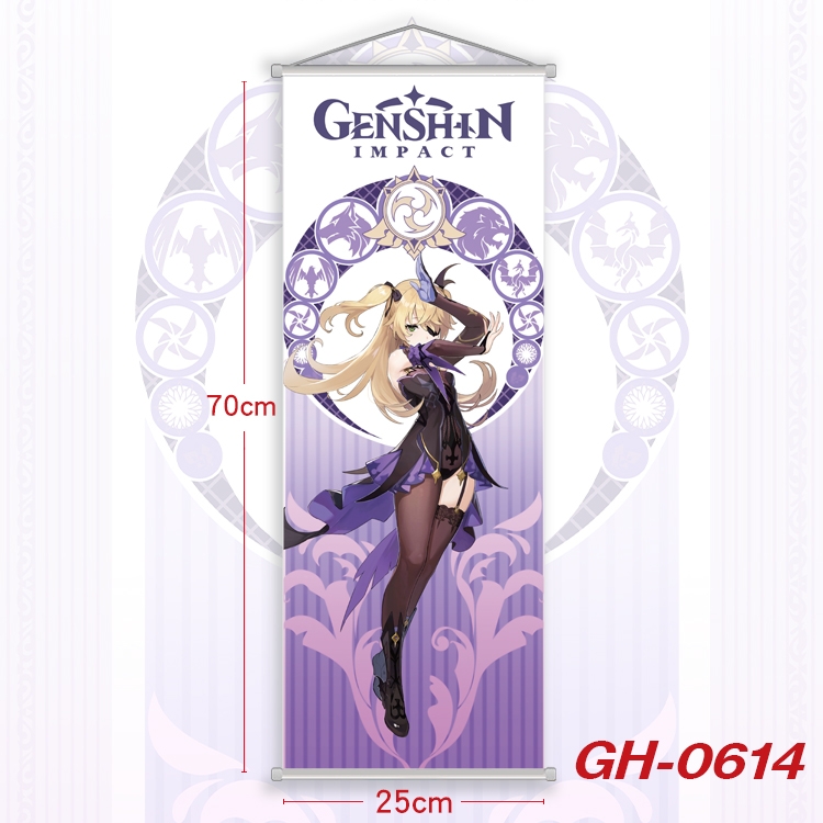 Genshin Impact Plastic Rod Cloth Small Hanging Canvas Painting 25x70cm price for 5 pcs GH-0614