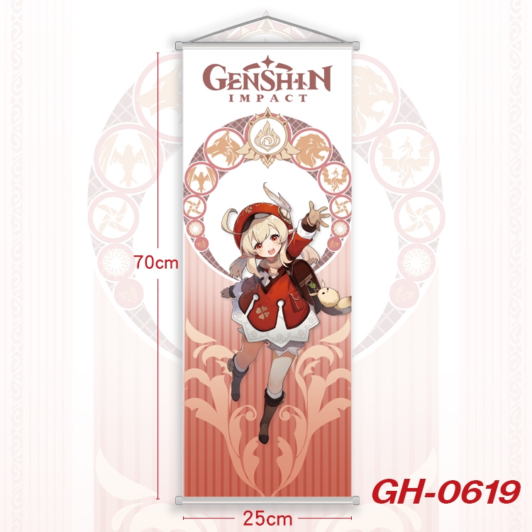 Genshin Impact Plastic Rod Cloth Small Hanging Canvas Painting 25x70cm price for 5 pcs GH-0619