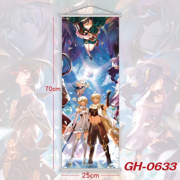 Genshin Impact Plastic Rod Cloth Small Hanging Canvas Painting 25x70cm price for 5 pcs  GH-0633