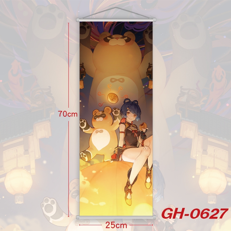 Genshin Impact Plastic Rod Cloth Small Hanging Canvas Painting 25x70cm price for 5 pcs GH-0627