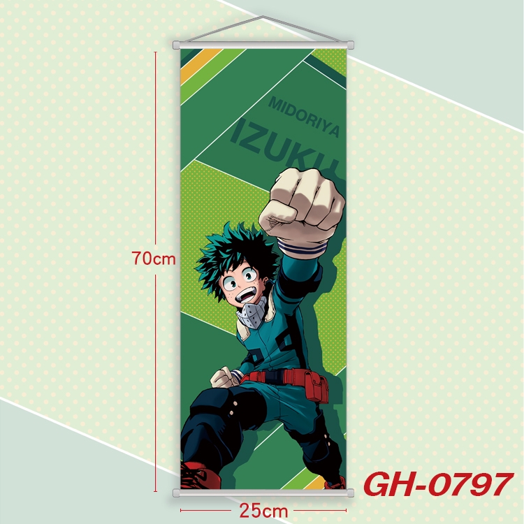 My Hero Academia Plastic Rod Cloth Small Hanging Canvas Painting 25x70cm price for 5 pcs   GH-0797