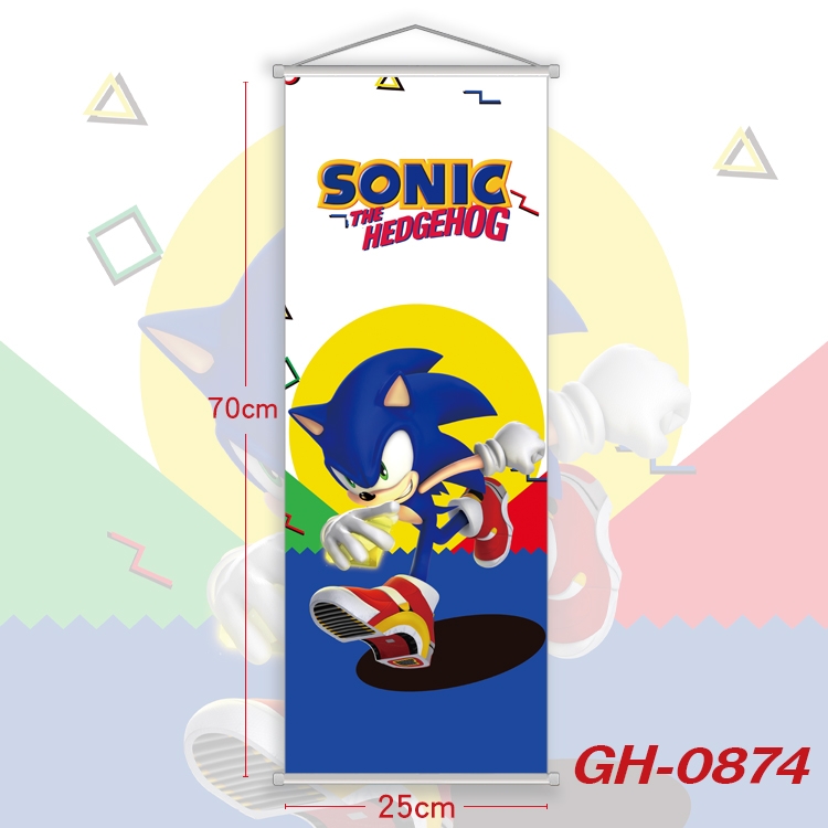 Sonic The Hedgehog Plastic Rod Cloth Small Hanging Canvas Painting 25x70cm price for 5 pcs GH-0874