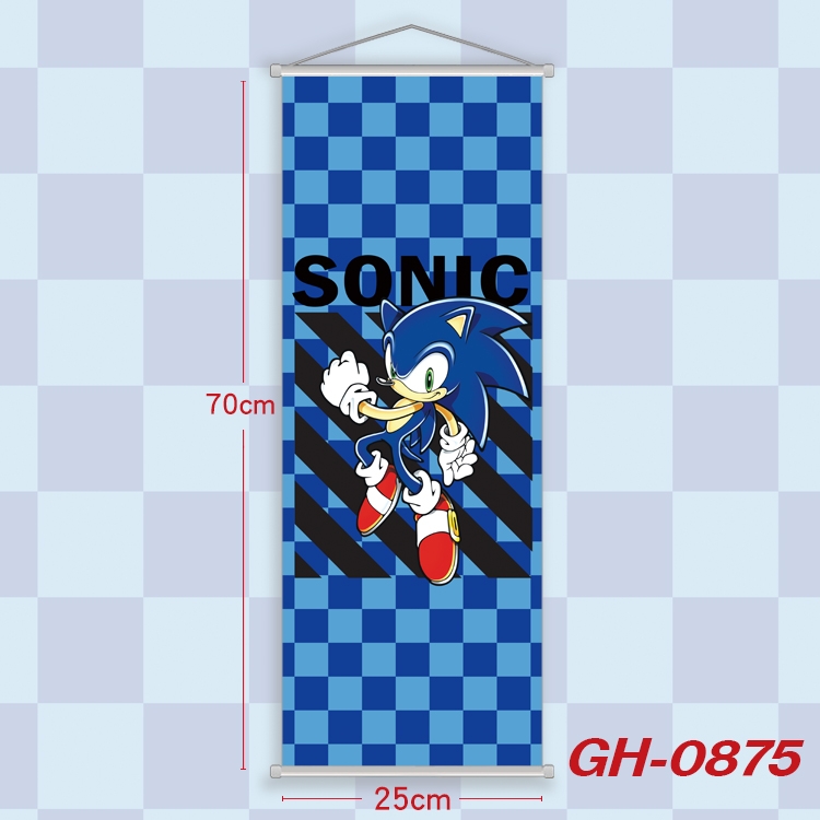 Sonic The Hedgehog Plastic Rod Cloth Small Hanging Canvas Painting 25x70cm price for 5 pcs GH-0875