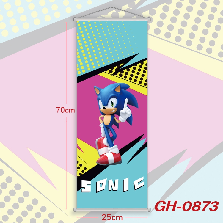 Sonic The Hedgehog Plastic Rod Cloth Small Hanging Canvas Painting 25x70cm price for 5 pcs GH-0873