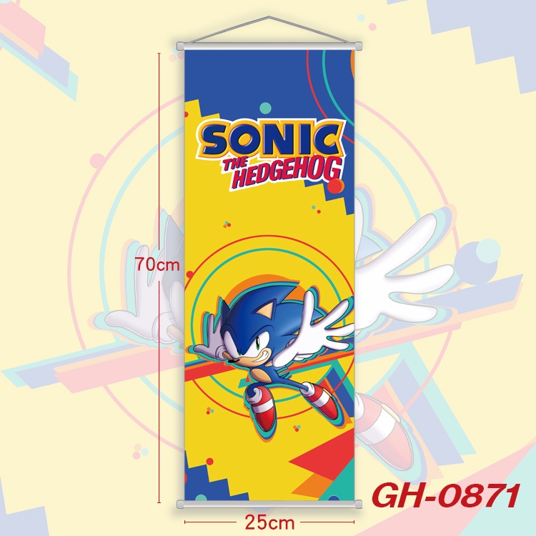 Sonic The Hedgehog Plastic Rod Cloth Small Hanging Canvas Painting 25x70cm price for 5 pcs GH-0871