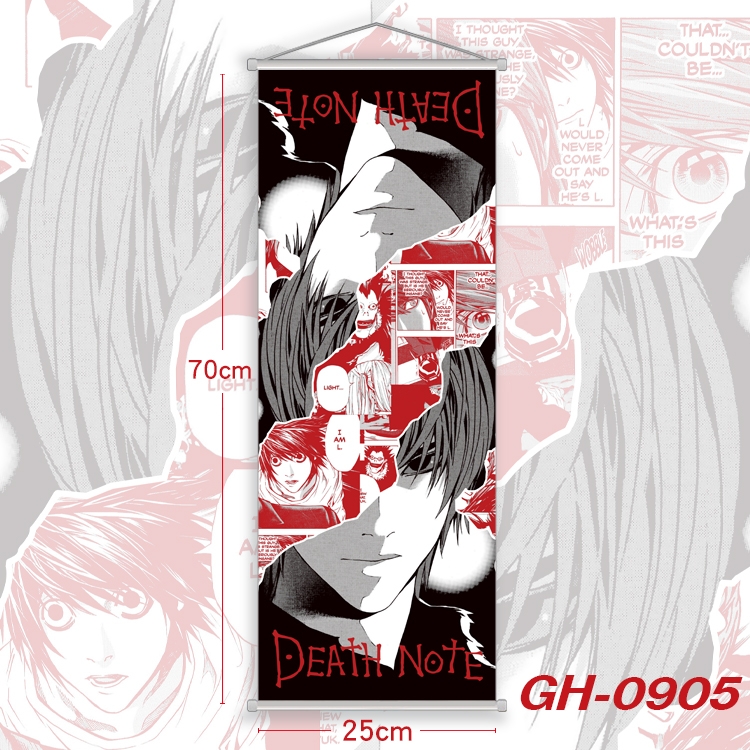 Death note Plastic Rod Cloth Small Hanging Canvas Painting 25x70cm price for 5 pcs  GH-0905