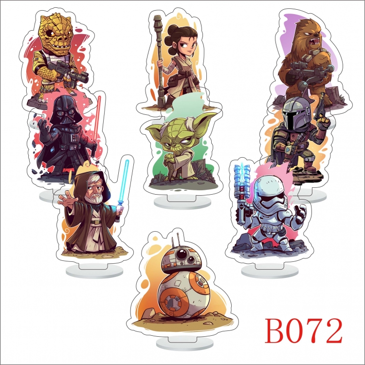 Star Wars Anime Character acrylic Small Standing Plates  Keychain 6cm a set of 9  B072