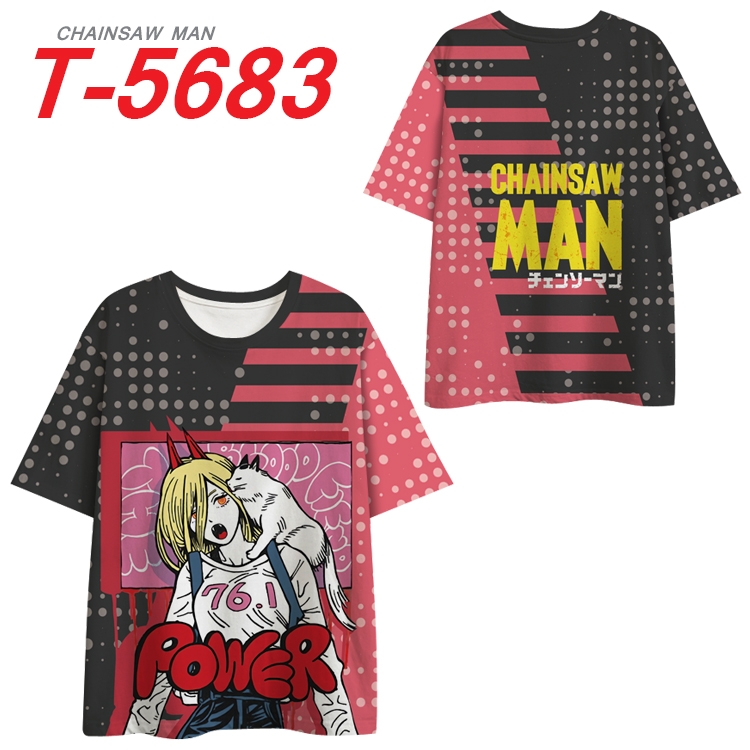 chainsaw man Anime Peripheral Full Color Milk Silk Short Sleeve T-Shirt from S to 6XL T-5683